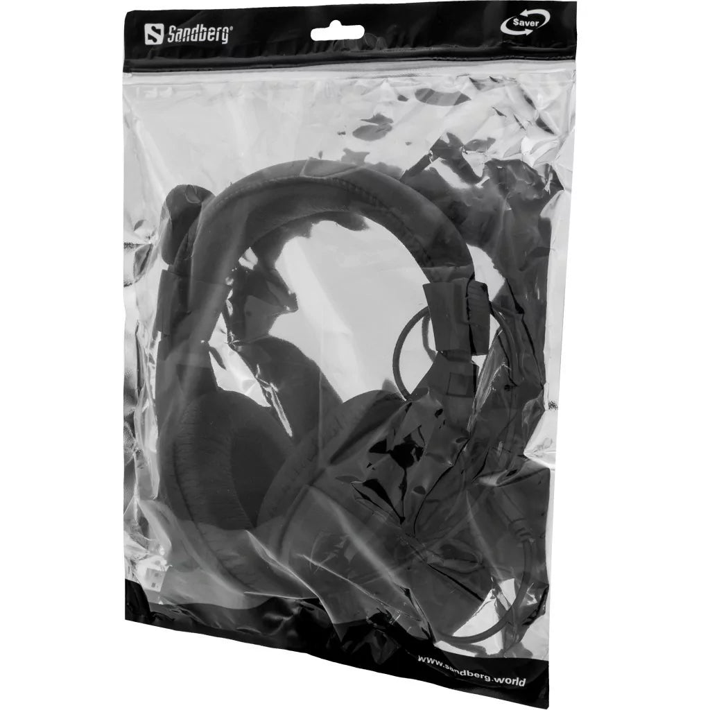 Sandberg USB Headset with Boom Mic – 40mm Drivers, Inline Volume Control, 5-Year Warranty