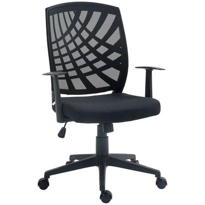HOMCOM Ergonomic Office Chair – Height Adjustable Mesh Desk Chair with Swivel Wheels, Black